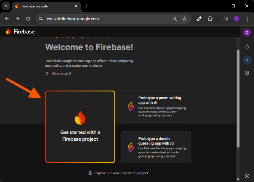 Get started with a firebase project