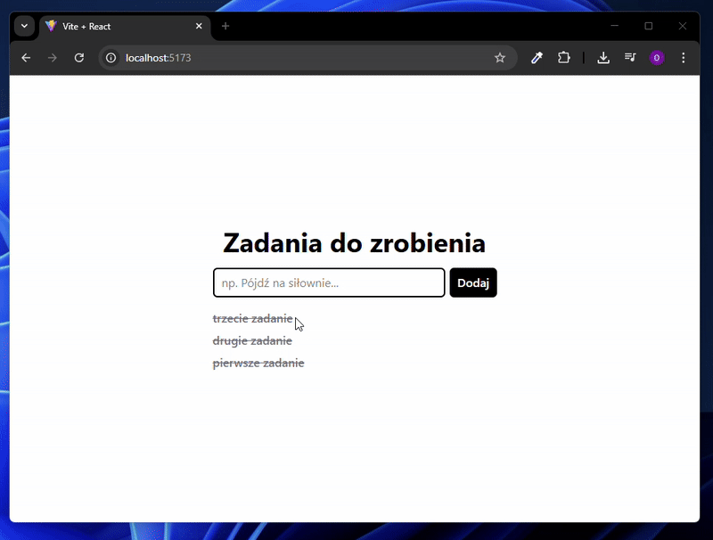 Usuwanie zadanie poprzez podwójne kliknięcie