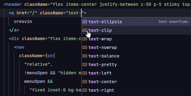 Tailwind CSS IntelliSense